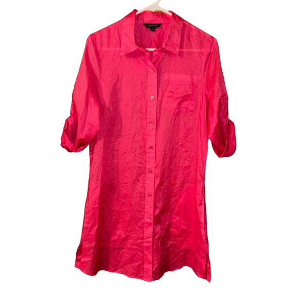 Lands’ End Women's Pink Button Front Collared Tunic Dress (small) - Picture 1 of 4